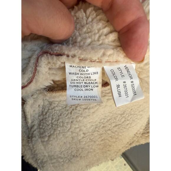 Legacy Falls Vest Full Zip Women's Large Pink Plume Sherpa Line Faux Suede - Picture 3 of 4